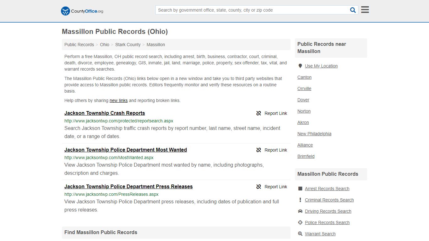 Public Records - Massillon, OH (Business, Criminal, GIS, Property ...
